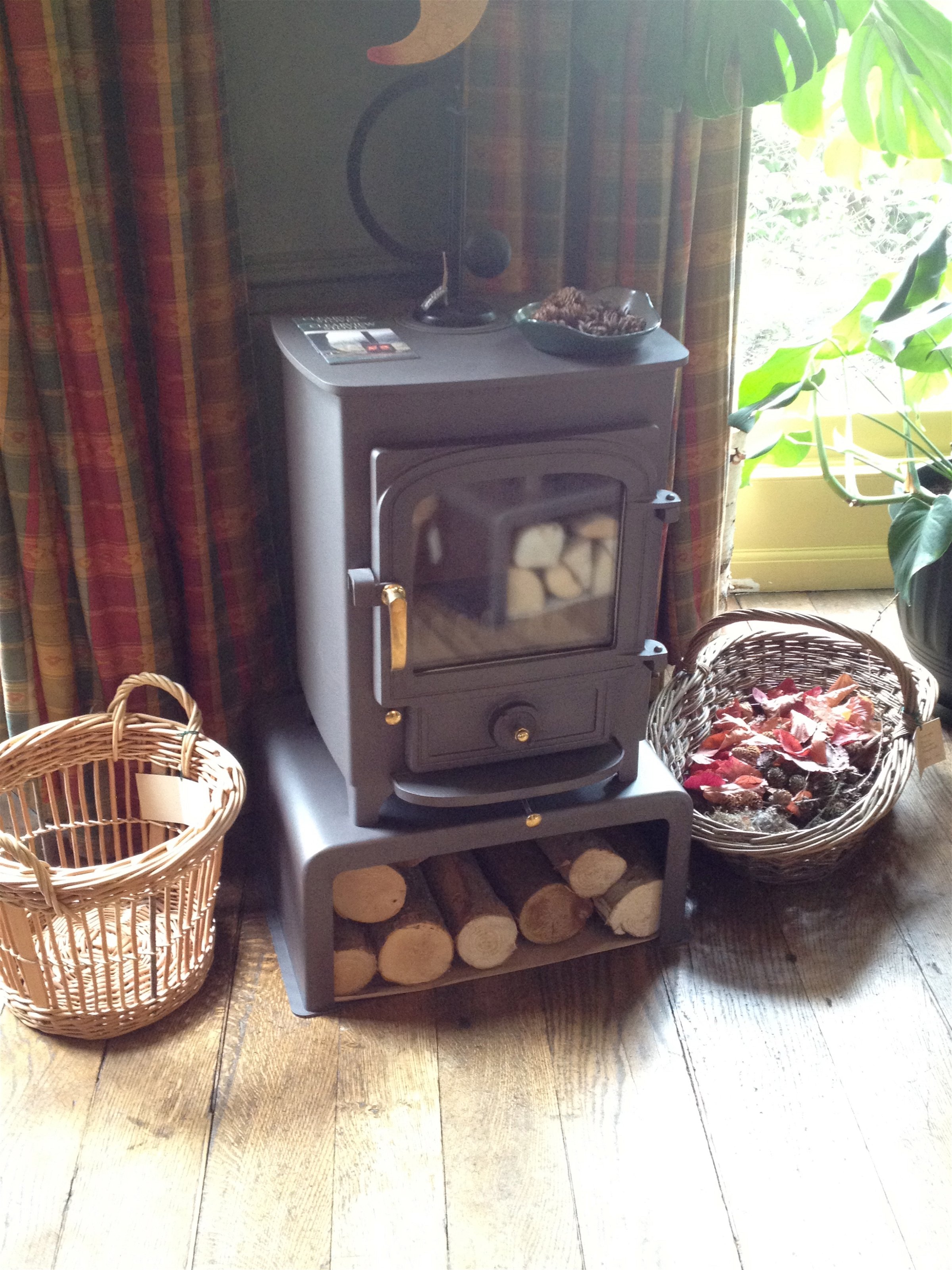 Pioneer with log stand at Dinham House
