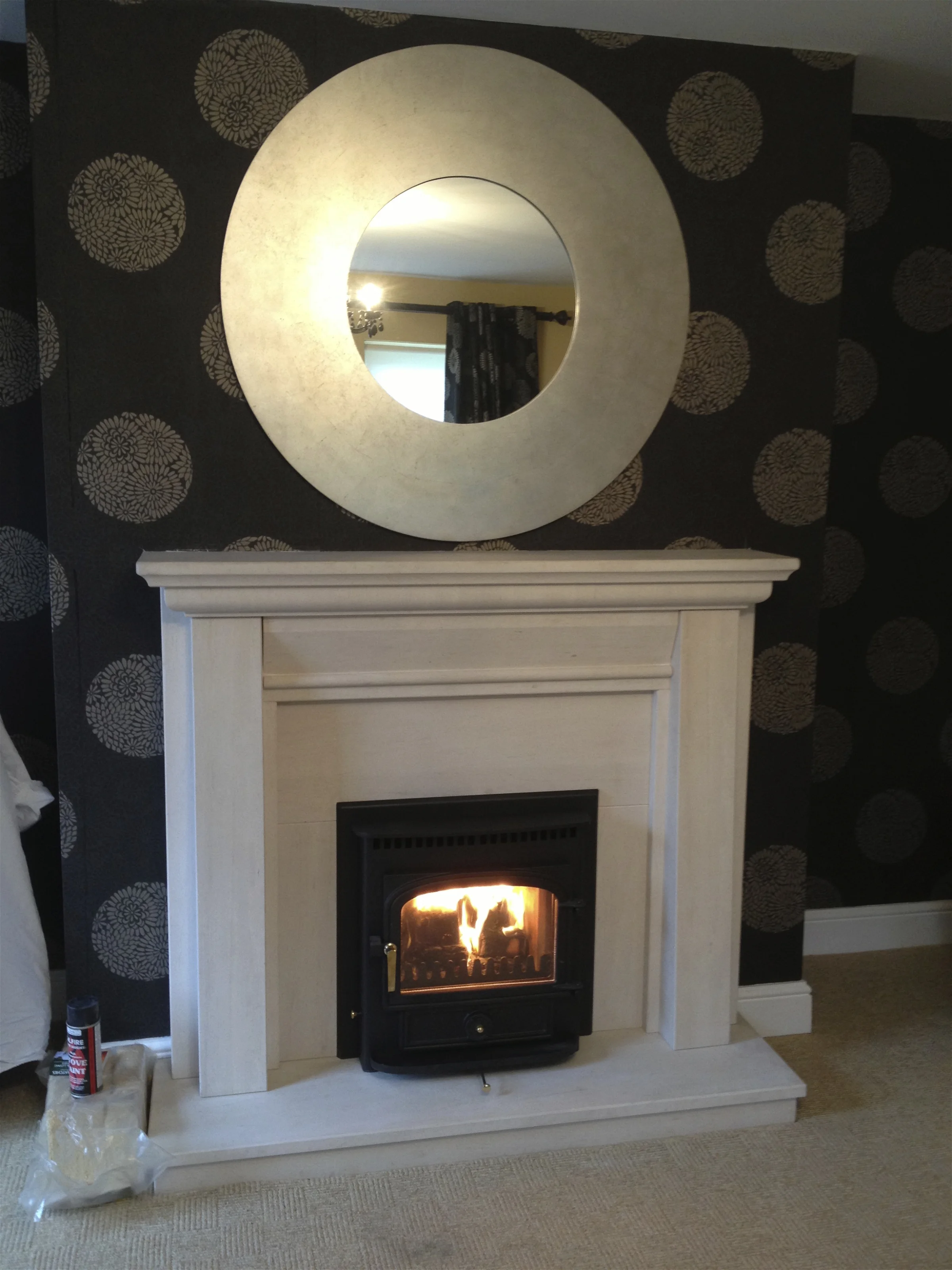 Inset in fireplace