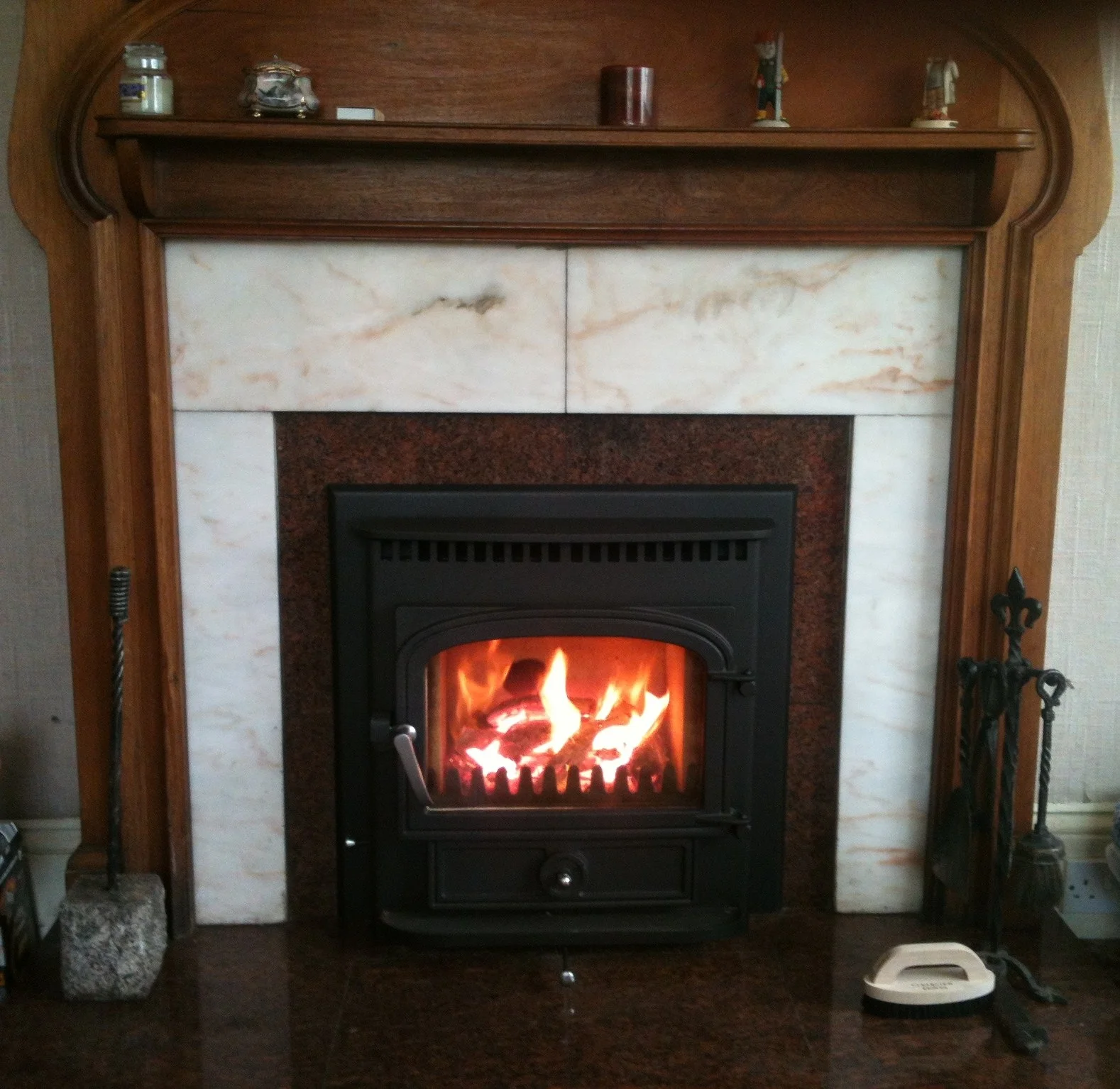 Inset in fireplace